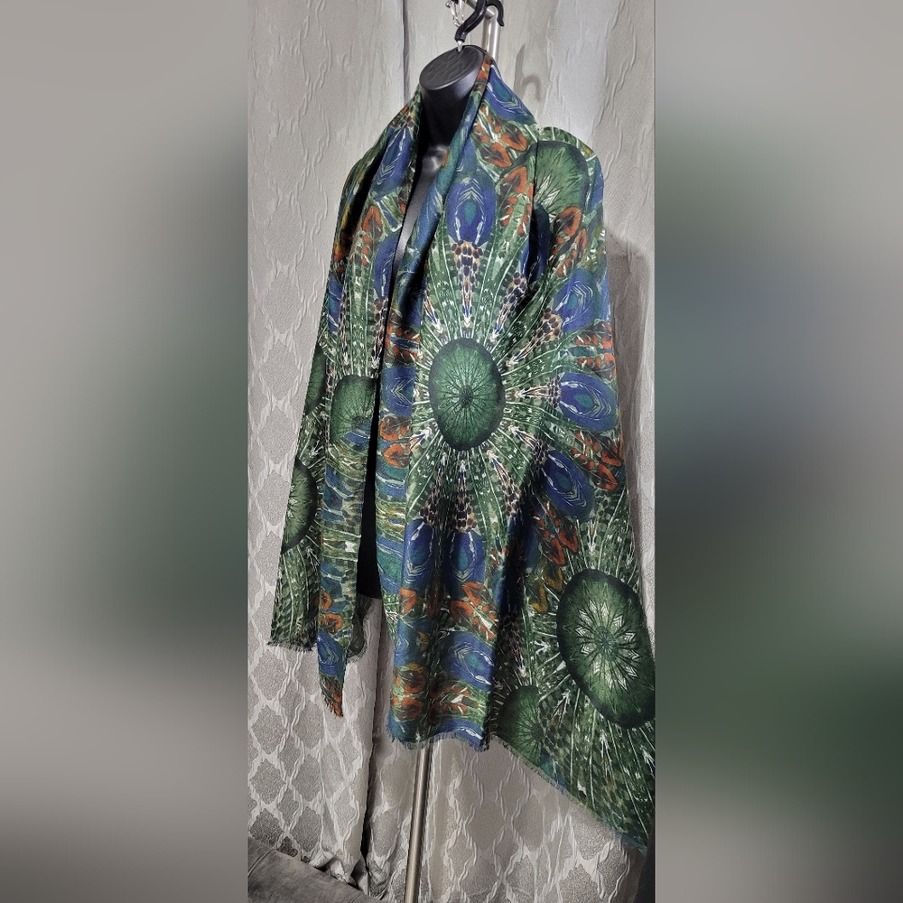 Kollie More | 100% Viscose Scarf | Lightweight & Stylish Scarf | Peacock